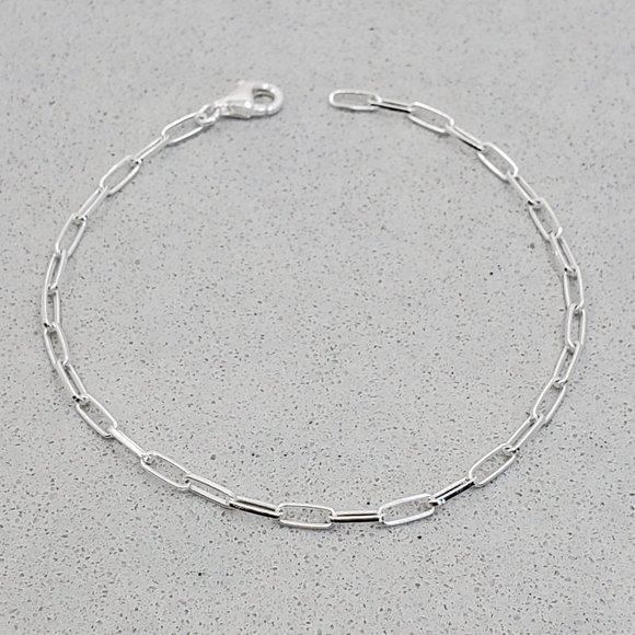 925 Sterling Silver Rectangular Link Bracelet - Picture 2 of 6